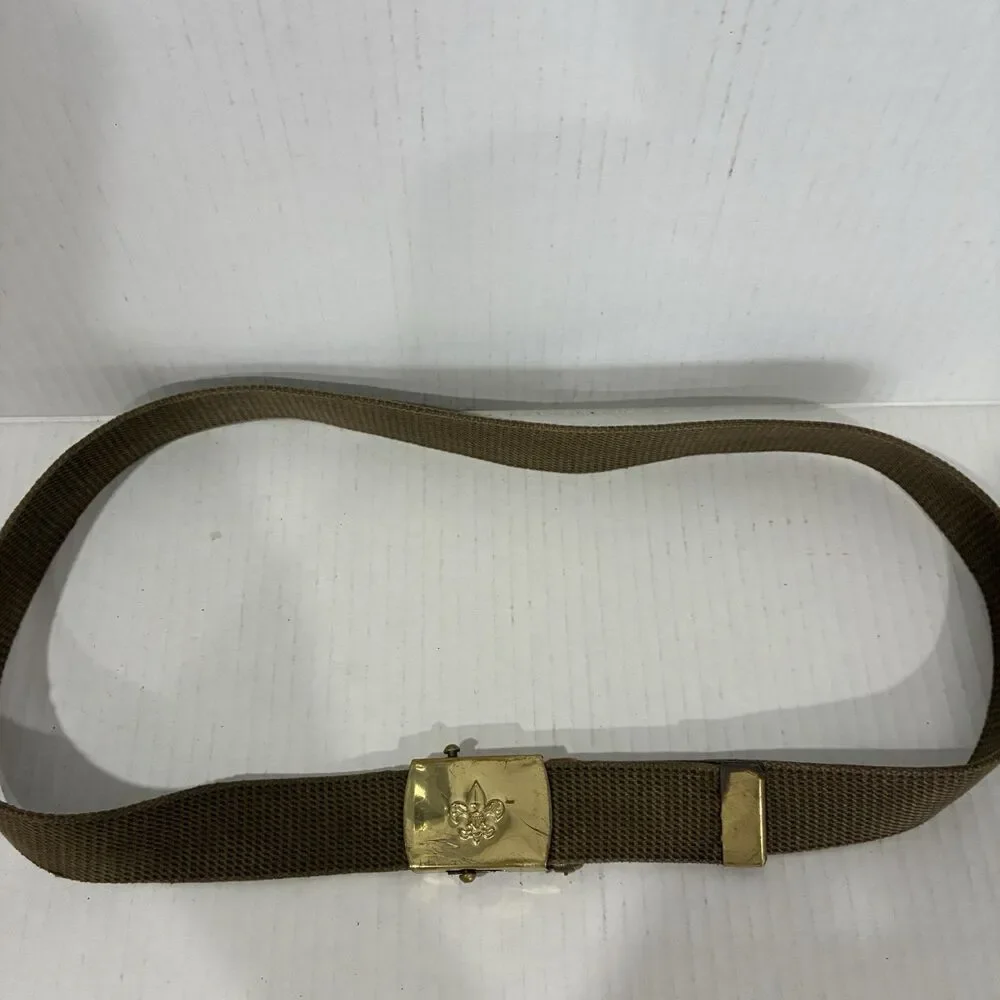 VINTAGE 1970s Boys Scout Canvas Belt 40” With Brass Buckle- USA Made Scouts
